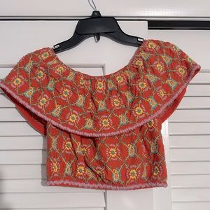 Top shop coral embroidered top